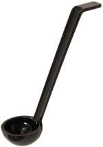 Restaurantware 1 Ounce Serving Ladle 1 Hook Handle Portion Ladle - Dishwasher-Safe Reusable Black Plastic Gravy Ladle For Stirring Pouring And Serving