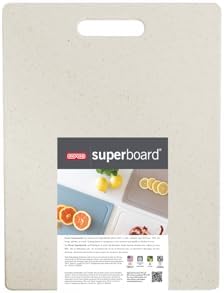 Dexas Superboard Cutting Board with Handle 8.5 x 11 inch Oatmeal Granite, Compact Kitchen Prep Board, Dishwasher Safe, Non-Porous Poly Surface, Made in USA