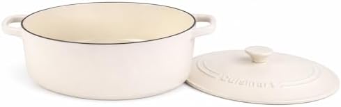 Cuisinart Chef's Classic Enameled Cast Iron Dutch Oven with Lid, Porcelain Enameled Interior, Oven Safe, Induction Compatible, 7-Quart, Oval, Matte Snow White