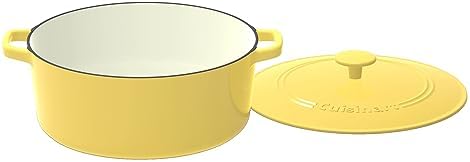 Cuisinart Chef's Classic Enameled Cast Iron Dutch Oven with Lid, Porcelain Enameled Interior, Oven Safe, Induction Compatible, 7-Quart, Round, Yellow