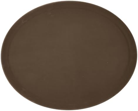Winco 26" x 22" Brown Oval Fiberglass Glass Tray