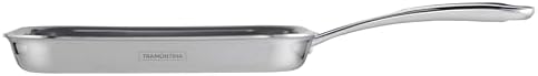 Tramontina Utsava Tri-Ply Clad Stainless Steel 10-Inch Square Grill Pan