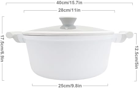 AIKENBBKK 7 QT Ceramic Stock Pot with Lid, Non Stick Cooking Pot, Soup Pot Nonstick, Induction Cookware for Pasta, Soup, Spaghetti, Stay-Cool Handle, Suitable for All Stoves, PFAS-Free, White