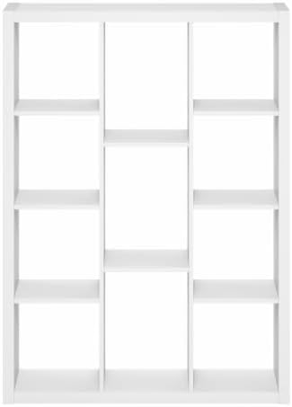 Furinno Viola 11-Cube Book Shelf, 1.2" Thick Frame, White