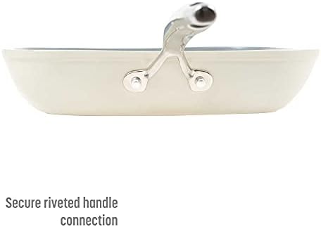 Goodful Ceramic Nonstick 11 Inch Grill Pan, Dishwasher Safe Pots and Pans, Comfort Grip Stainless Steel Handle, Made without PFOA, Griddle, Cream