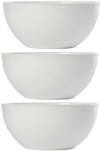 US Acrylic Vista White Plastic Salad and Serving 10-inch Bowls | set of 3 | Reusable, BPA-free, Made in the USA | 135 oz. capacity