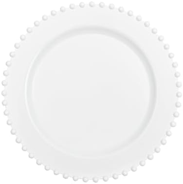 PLASTICPRO 32 Piece Combo Plastic Dinner Plates Disposable Plastic Fancy Heavy Duty Party Dishes 7 inch and 10 inch, White Beaded