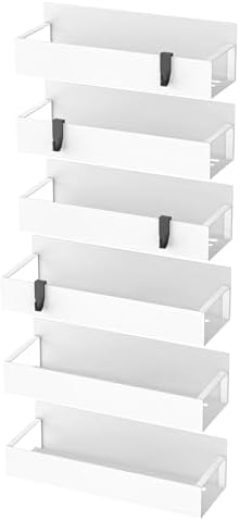HuggieGems Metal Magnetic Spice Rack for Refrigerator White, 6 Pack