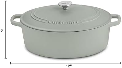 Cuisinart Chef's Classic Enameled Cast Iron Dutch Oven with Lid, Porcelain Enameled Interior, Oven Safe, Induction Compatible, 7-Quart, Oval, Sage