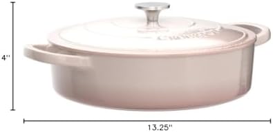 Crock-Pot Artisan 5-Quart Blush Enameled Cast Iron Braiser with Lid – Durable Slow Cooker and Oven Safe Cookware