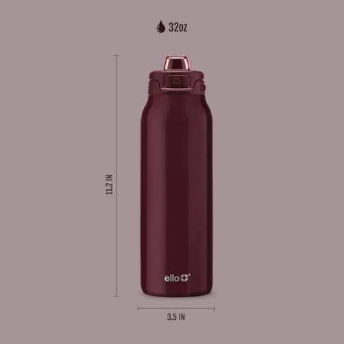 Ello Pop & Fill Insulated Stainless Steel Water Bottle with Quick Fill Lid, Leakproof Locking, Sip or Chug Spout, BPA-Free, Double Wall Vacuum Insulated for Sports, Travel & School- 22oz / 32oz / 40oz