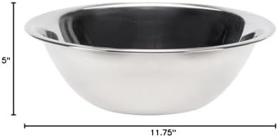 Vollrath 47935 5-Quart Economy Stainless Steel Nesting Mixing Bowl | Beaded Edge Grip and Flat Bottom for Restaurant Bakery Cafeteria | 11.81"W x 11.81"W x 3.97"H, 26-Gauge, Silver Mirror Finish, NSF