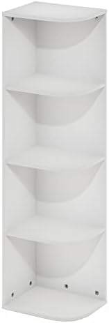 Furinno Pasir 4-Tier Corner Open Shelf Bookcase, White