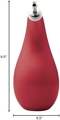 Rachael Ray Solid Glaze Ceramics EVOO Olive Oil Bottle Dispenser with Spout - 24 Ounce, Red