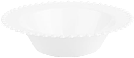 PLASTICPRO 32 Piece Plastic Dinner Plates Bowls Disposable Plastic Fancy Heavy Duty Party Dishes 12 oz White Bead Bowls