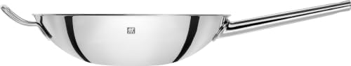 Zwilling Wok, Glass Lid and Removable Grid Insert, Incl. Long Handle, Suitable for Induction, Stainless Steel, Plus,Silver, Ø 32 cm