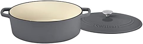 Cuisinart Chef's Classic Enameled Cast Iron Dutch Oven with Lid, Porcelain Enameled Interior, Oven Safe, Induction Compatible, 7-Quart, Oval, Dark Grey
