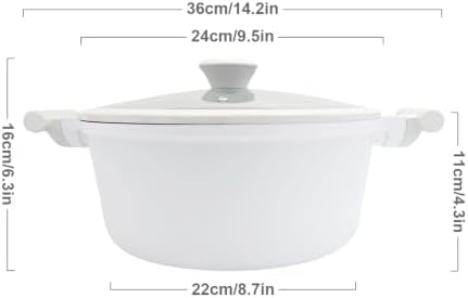 AIKENBBKK 5 Quart Stock Pot with Lid, Non Stick Cooking Pot, Ceramic Soup Pot Nonstick, White