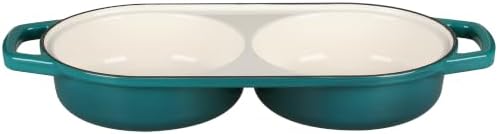 EDGING CASTING Enameled Cast Iron Double Bread Dutch Oven, Darkcyan