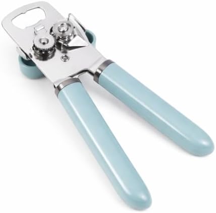 Farberware Pro Can Opener and Bottle Opener, Manual Can Opener with Ergonomic Handle and Easy-Turn Knob, Dishwasher Safe, Blue Haze