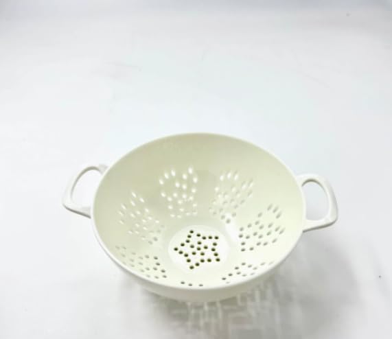 Heavy Duty 6 Inch Mini Food Colander, Dishwasher Safe with Double Handles for Fruit Vegetable BPA Free (White)