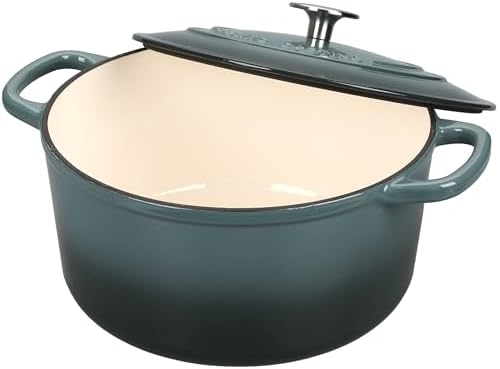 EDGING CASTING Enameled Cast Iron Dutch Oven with Sourdough Bread Baking Kit, Bread Dutch Oven with Lid, Includes Proofing Basket & Baking Tools, 5qt, Slateblue
