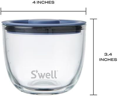 S'well 12oz Glass Prep Bowl Set of 4 For Easy Meal Prep, Coastal Blues, Made From Durable Tempered Glass, Nests Inside 21.5oz