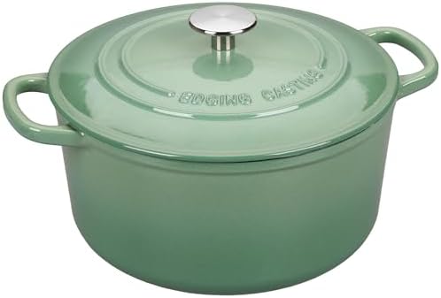 EDGING CASTING Enameled Cast Iron Dutch Oven with Sourdough Bread Baking Kit, Bread Dutch Oven with Lid, Includes Proofing Basket & Baking Tools, 5qt, Sage Green