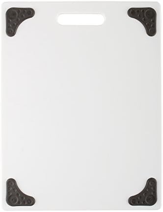 Dexas Grippboard Poly Cutting Board in White, 11 x 14.5 Inch Non-Slip Kitchen Cutting Board with Rubber Feet, Dishwasher Safe BPA-Free Chopping Board Made in USA