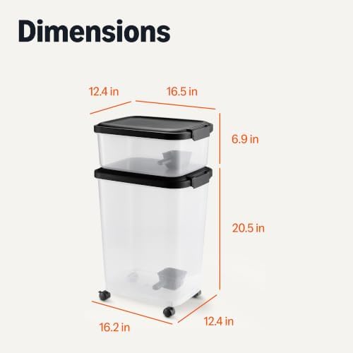 Amazon Basics Pet Food Storage Container Set, 30lbs and 10lbs with Scoop, for Dogs and Cats