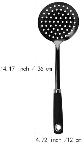 Black Stainless Steel Skimmer Spoon, Metal Slotted Spoon Strainer