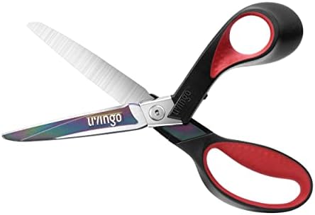 LIVINGO 9" Heavy Duty Titanium Coated Stainless Steel Scissors, (Red/Black)