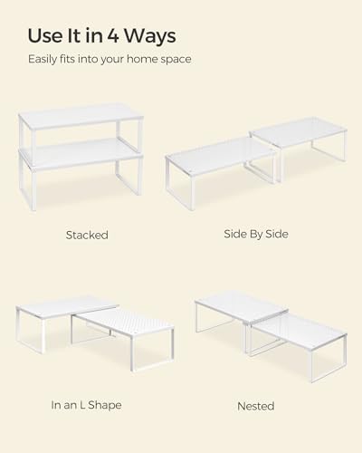 SONGMICS Set of 2 Metal Spice Racks, Stackable Expandable Shelf Risers