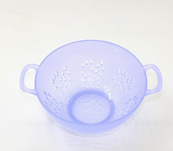Heavy Duty 6 Inch Mini Food Colander, Dishwasher Safe with Double Handles for Fruit Vegetable BPA Free (Transparent purple)
