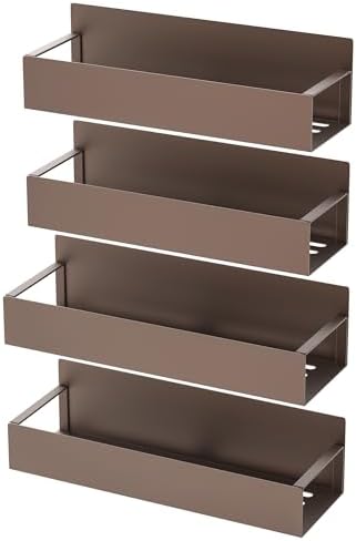 HuggieGems Metal Magnetic Spice Rack for Refrigerator Bronze, 4 Pack