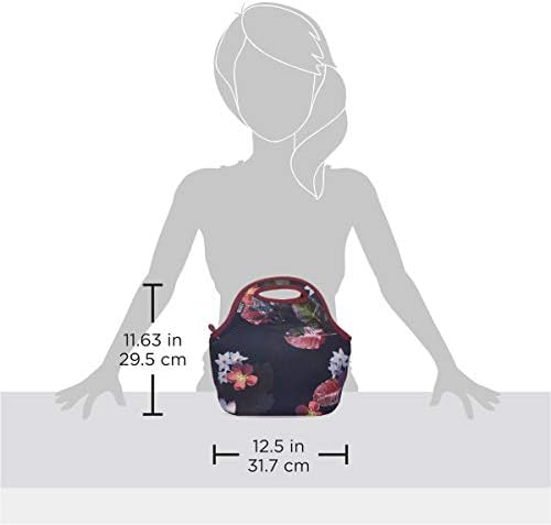 BUILT Gourmet Getaway Soft Neoprene Lunch Tote, Lightweight, Insulated, and Reusable, One Size, Midnight Botanical