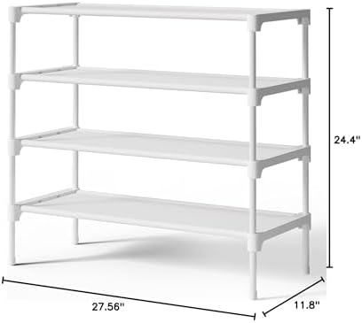 Kitsure Shoe Rack - Non-Woven Shoe Rack Shelf, 27.5" Wide - 4 Tier, White