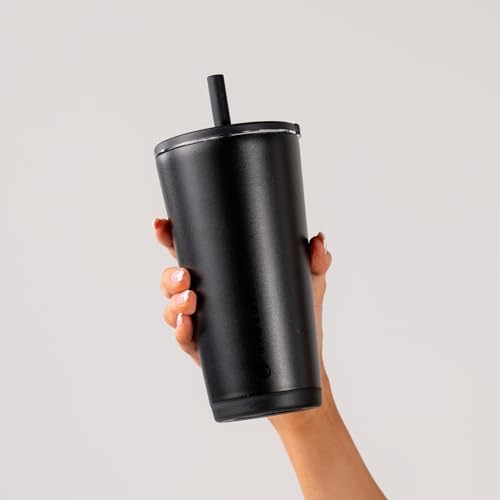 HydroJug Everyday Tumbler 20 oz, Ceramic-Lined Straw Cup, Black