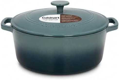 Cuisinart Chef's Classic Enameled Cast Iron Dutch Oven with Lid, Porcelain Enameled Interior, Oven Safe, Induction Compatible, 7-Quart, Round, Sea Glass Green