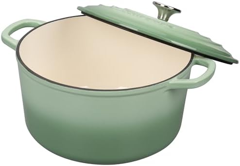 VORRINGARD Enameled Cast Iron Dutch Oven Pot with Lid, for Sourdough Bread Baking, Round Dutch Ovens, 6 Quart, Green