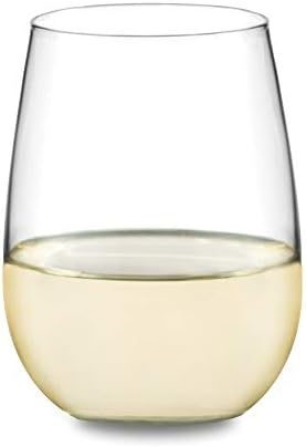 Libbey Stemless Wine Glasses Set of 12, Dishwasher Safe Red and White Wine Glass Set, Clear Drinking Glasses Set of 12 for Cocktails, Water, and More