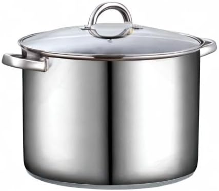 Cook N Home Stockpot with Lid, Basics Stainless Steel Soup Pot, 16-Quart