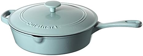 Cuisinart Chef's Classic Enameled Cast Iron Dutch Oven with Lid, Porcelain Enameled Interior, Oven Safe, Induction Compatible, 12-Inch, Chicken Fryer, Light Blue