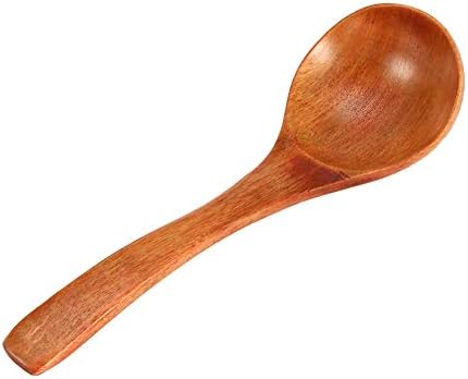 Wood Ladle with Long Handle, Natural Cooking Spoon (brown spoon)