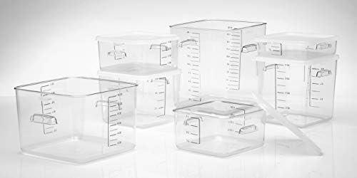 Rubbermaid Commercial Products Plastic Space Saving Square Food Storage Container, 18 Quart, Clear, for Kitchen/Sous Vide/Food Prep