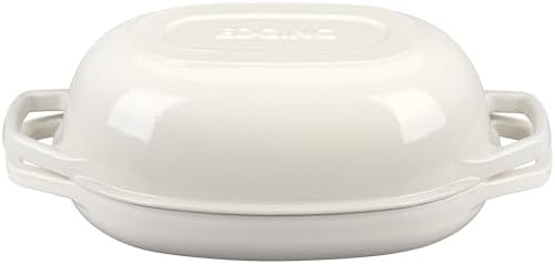 EDGING CASTING Enameled Cast Iron Oval Dutch Oven Pot with Lid, Dutch Oven for Sourdough Bread Baking, Bread Oven, Bread Dutch Oven, Oval Bread Pan, 5qt, White