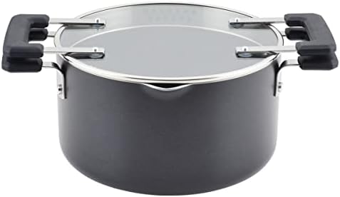 Farberware Cookstart DiamondMax Nonstick Straining Saucepot with Lid, Dishwasher Safe, 6 Quart - Black