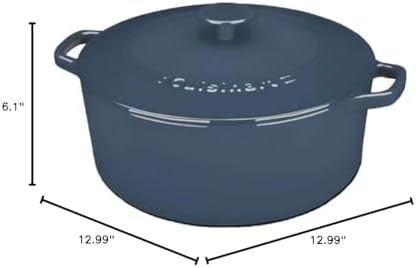 Cuisinart Chef's Classic Enameled Cast Iron Dutch Oven with Lid, Porcelain Enameled Interior, Oven Safe, Induction Compatible, 7-Quart, Round, Provencial Blue