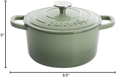 Crock Pot Artisan 5 Quart Enameled Cast Iron Round Dutch Oven, Red