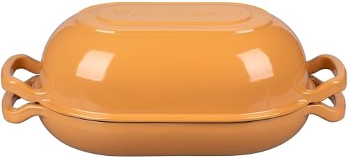 VORRINGARD Enameled Cast Iron Sourdough Bread Oven, Dutch Oven, Loaf Cast Iron Bread Pan for Homemade Bread Baking, Meatloaf Pan with Lid, 5QT, Yellow